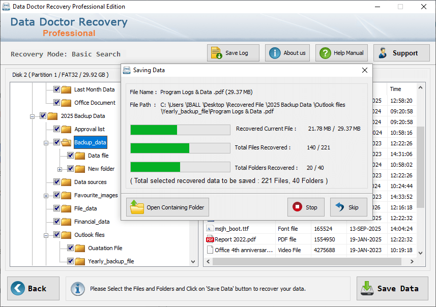 recovered data files